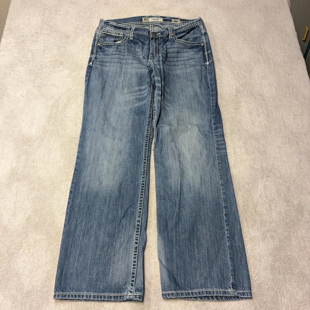 BKE Buckle Dereck Relaxed Fit Bootcut Jeans Light Blue Mens 36R (Fits 35x32)
